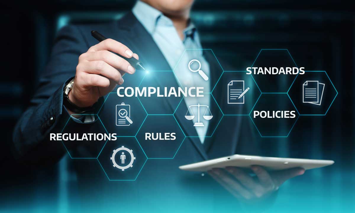 Compliance Rules Law Regulation Policy Business Technology concept.